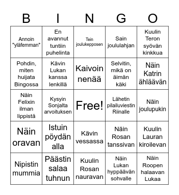 Joulubingo 2023 Bingo Card