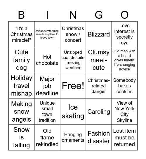 Hallmark Christmas Bingo Card