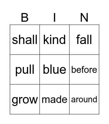 Ronan Bingo Card