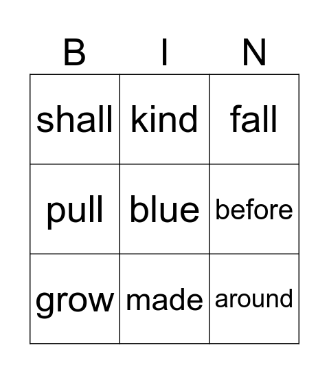 Ronan Bingo Card