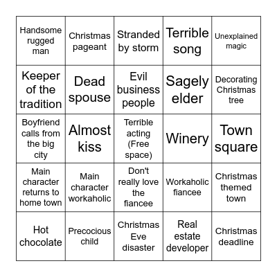 Hallmark Christmas Bingo Card