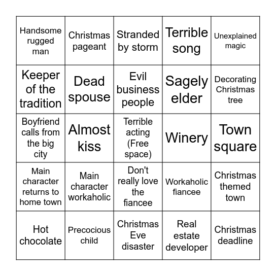 Hallmark Christmas Bingo Card