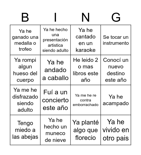 Bingo de los Cucchetti y Cia Bingo Card