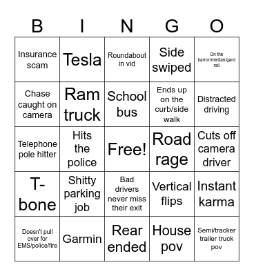 Idiots in cars vr.1 Bingo Card