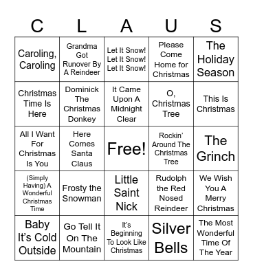 Smith Christmas Bingo Card