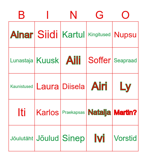 Jõulud 2023 Bingo Card