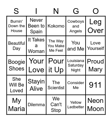 Lake House Singo 2023 Bingo Card