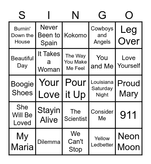 Lake House Singo 2023 Bingo Card
