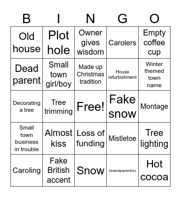 Hallmark Christmas Bingo Card