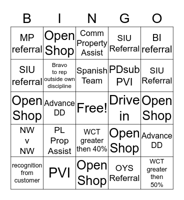 Team Deljkic BINGO Card