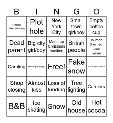 Hallmark Christmas Bingo Card