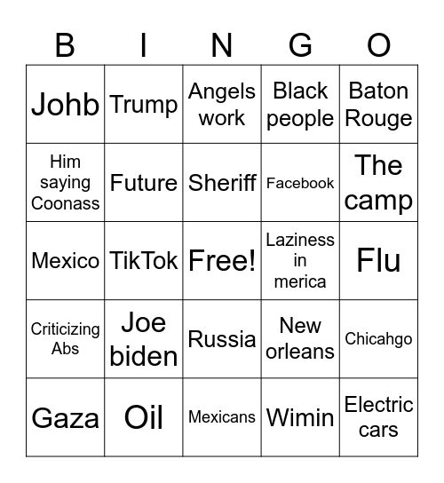 Thomas Talk Bingo Card