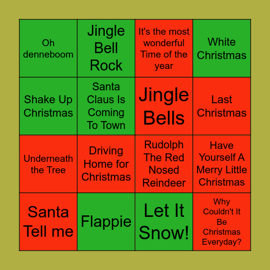 Kerstliedjes Bingo Card