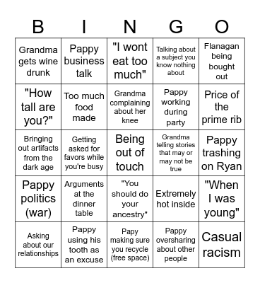 Xmas 2023 Bingo Card