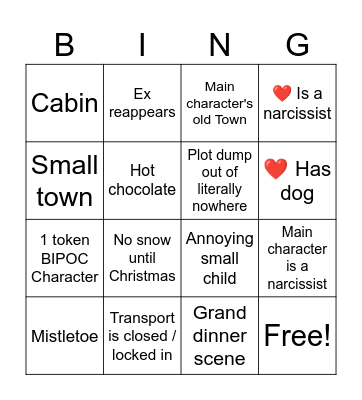 Hallmark Christmas Movie Bingo Card