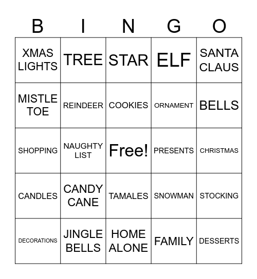 Christmas Bingo Card