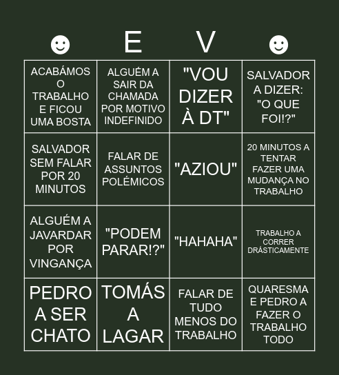 TRABALHO DE EV Bingo Card