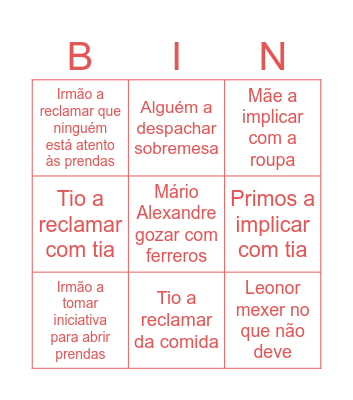 MC FAM Bingo Card