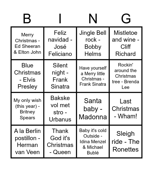 Christmas Bingo Card