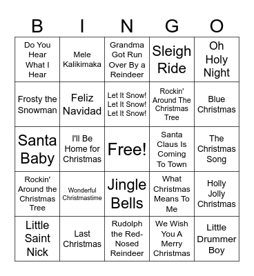 Music Bingo: Christmas Bingo Card