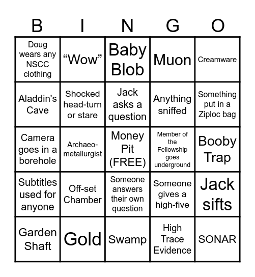 Curse of Oak Island Bingo Card