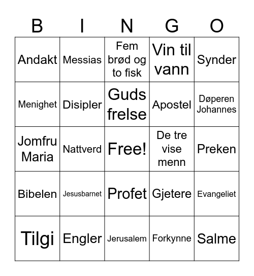 Julegudstjeneste<3 Bingo Card