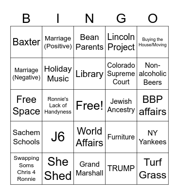 Mr D's Devine Inspirations Bingo Card