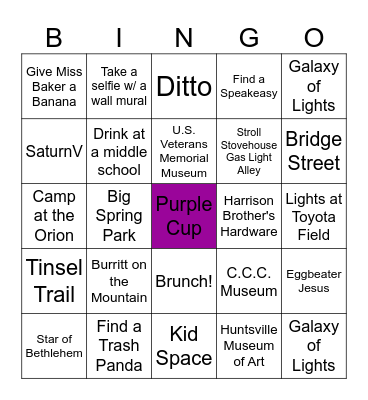 2023 Huntsville Christmas Week Bingo Card