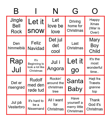 Julebingo Card