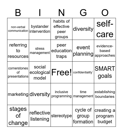 CPE Bingo Card