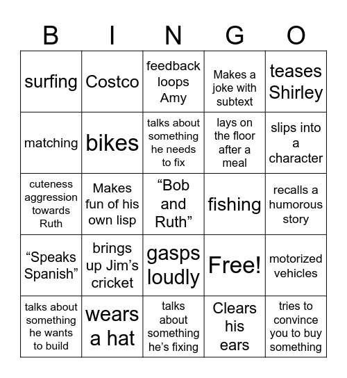 Robbie Bingo Card