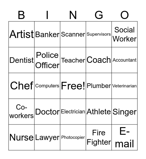 Career Bingo Card