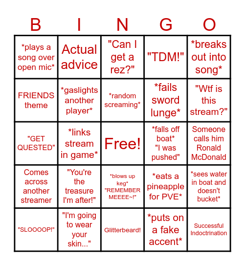 OphieIRL Bingo! Bingo Card