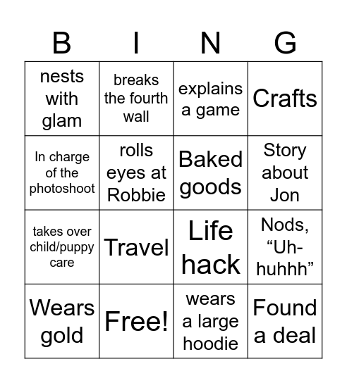 Ruth Bingo Card