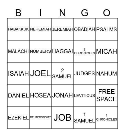 BIBLE (OLD TESTAMENT) Bingo Card