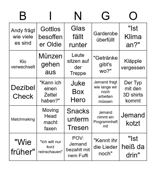 Andy Bingo Card