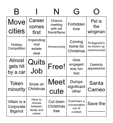 Hallmark Christmas Bingo Card