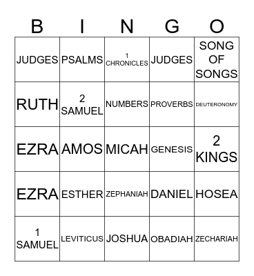 BIBLE (OLD TESTAMENT) Bingo Card