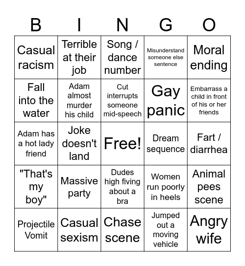 Sandler night Bingo Card