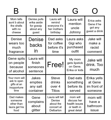 Surviving xmas Bingo Card
