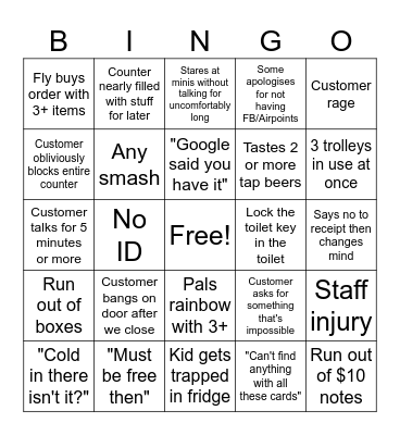Christmas Eve Bingo Card