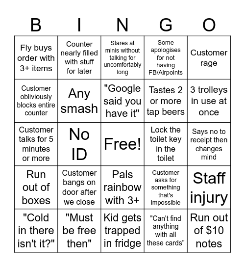 Christmas Eve Bingo Card