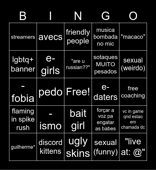 Valorant Experience After Hours Bingo Card