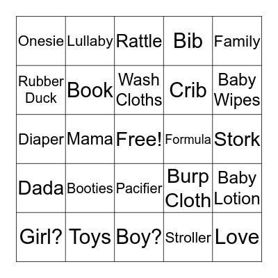 Charlotte's Baby Shower! Bingo Card