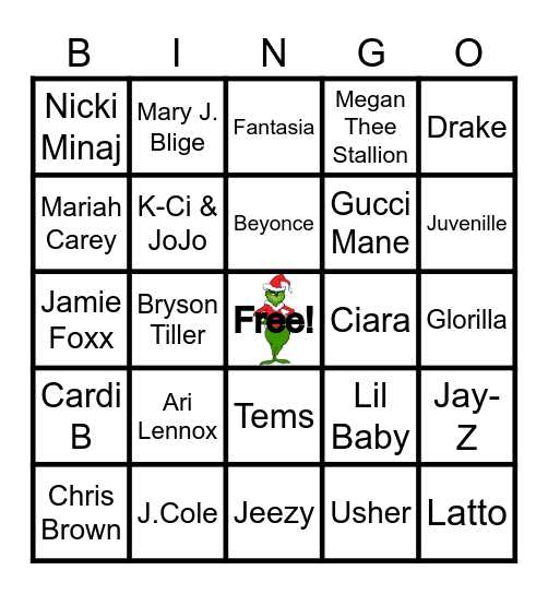 Hip-Hop & R&B Bingo Card