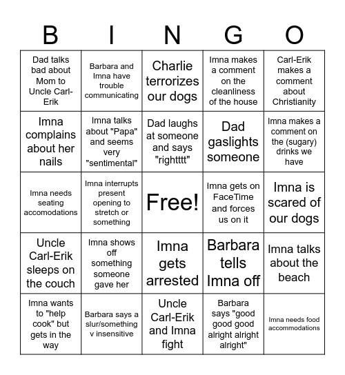 Christmas 2023 Bingo Card