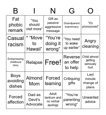 Holiday Bingo Card