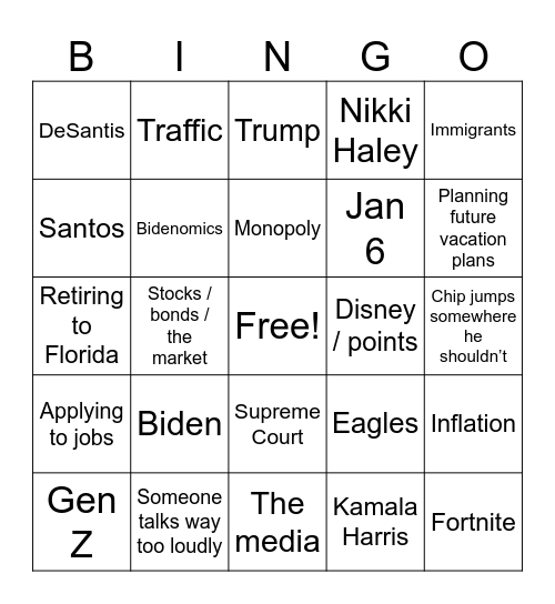 Christmas Bingo Card