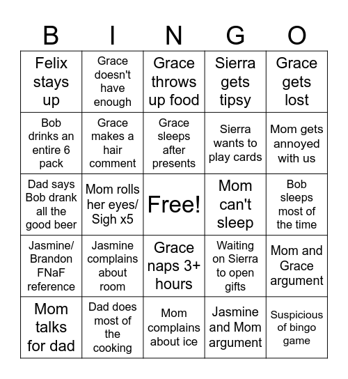 Christmas 2023 Bingo Card