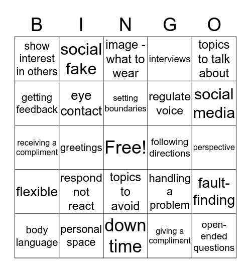 On the Job Bingo Card